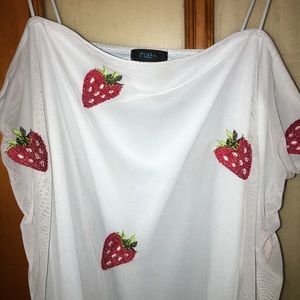 Long strawberry blue dress